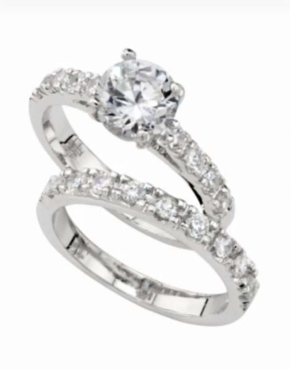 Charter Club Silver-Tone CZ Bridal Ring Set - Size 9